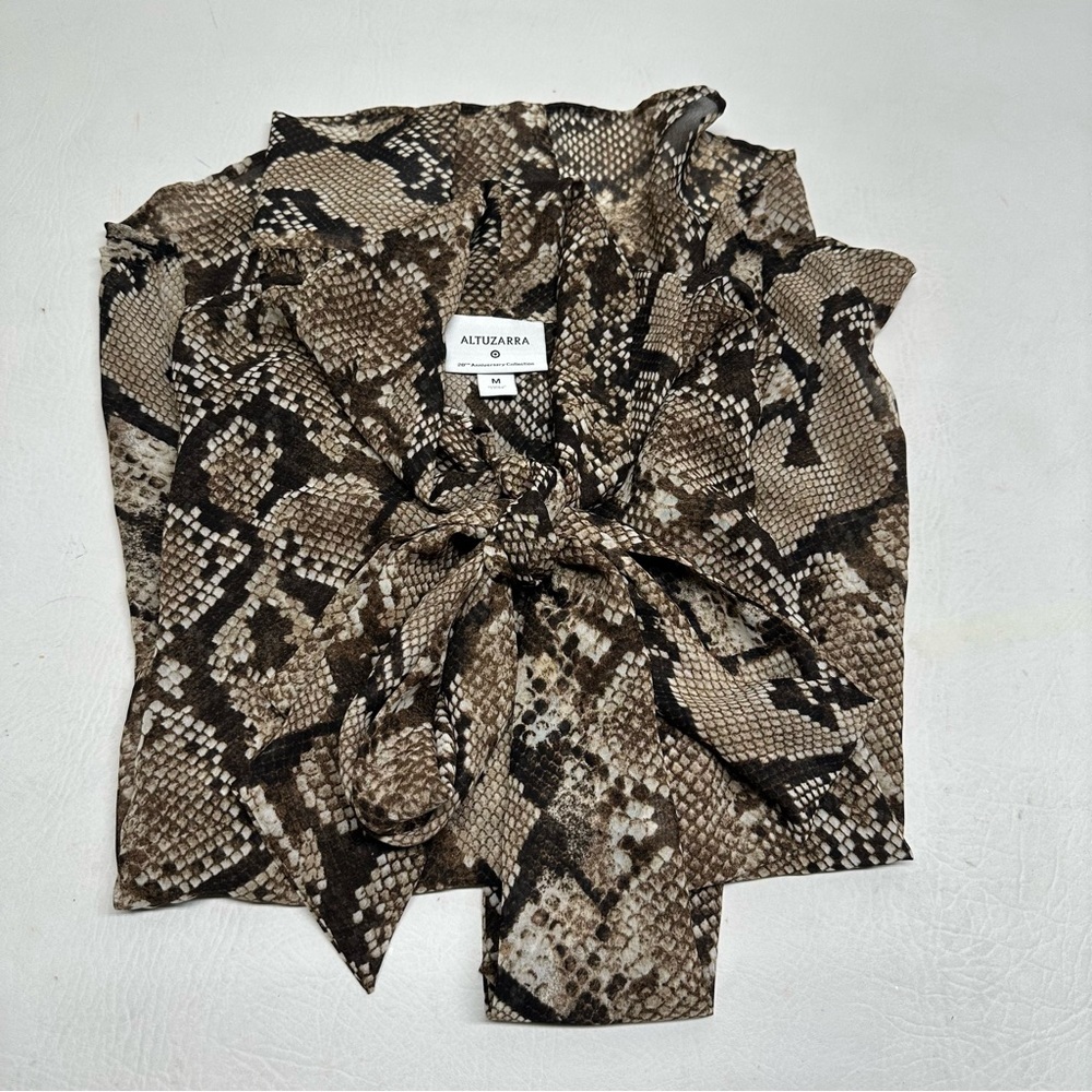 Altuzarra For Target Python Print Bow Blouse Size… - image 8